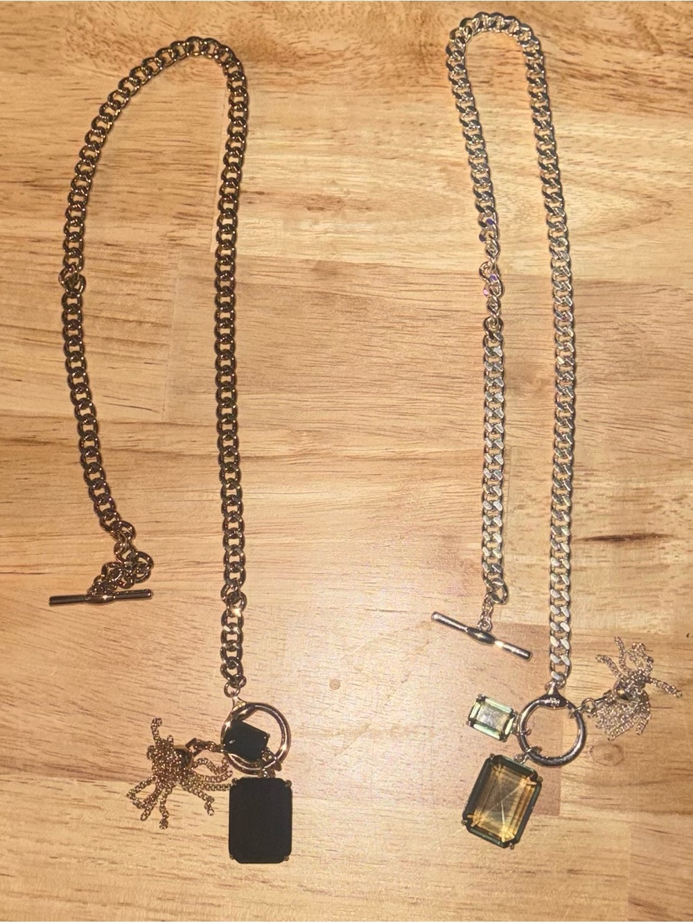 Ralph Lauren Gold Tone Pendant Necklace Black